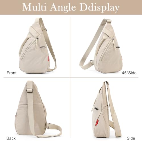 PALAY® Chest Bag for Women Men Fashion Nylon Lightweight Shoulder Front Back Sling Zipper Pouch Day with Handle Casual Beige Hiking Work 2PCS PALAY® Chest Bag for Women Men Fashion Nylon Lightweight Shoulder Front Back Sling Zipper Pouch Day with Handle Casual Beige Hiking Work 2PCS